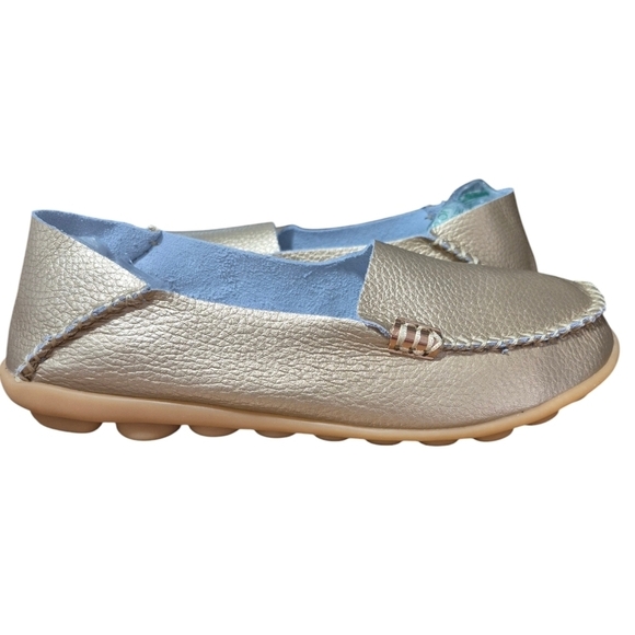 Judxsious Gold Soft Leather Loafers - Picture 2 of 6